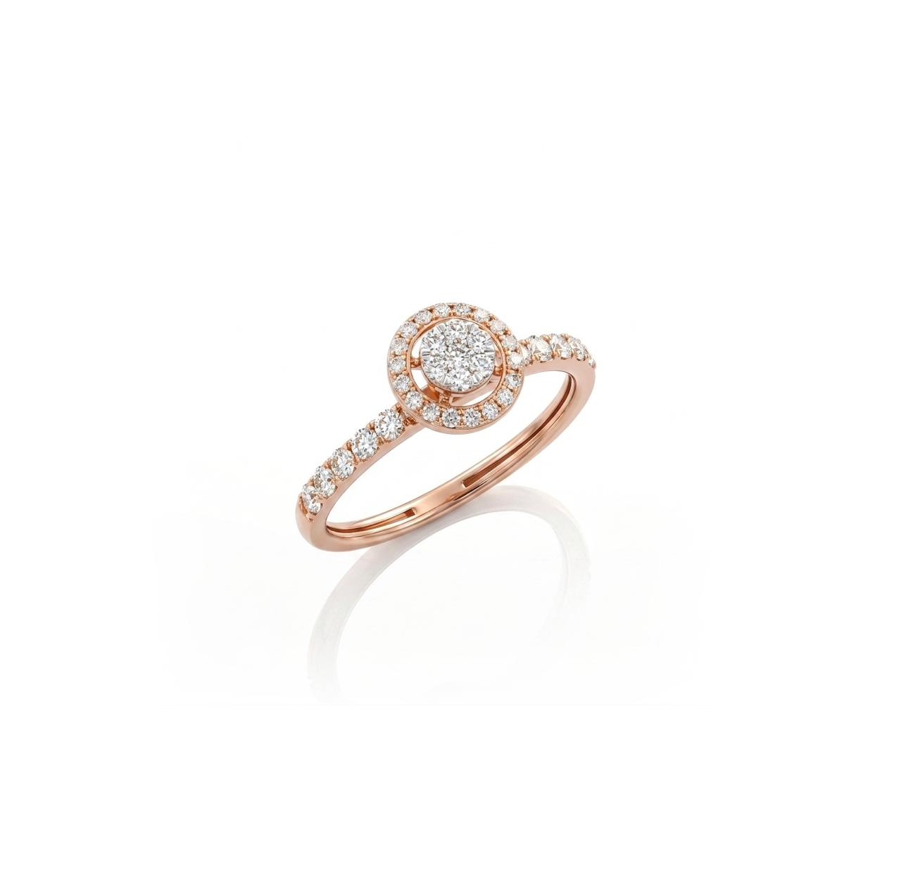 Celestial Diamond Halo Ring in 18K Rose Gold
