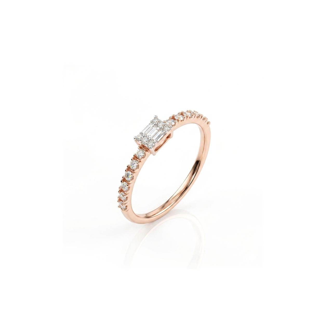 Radiant Emerald Cut Diamond Solitaire Ring in 18K Rose Gold