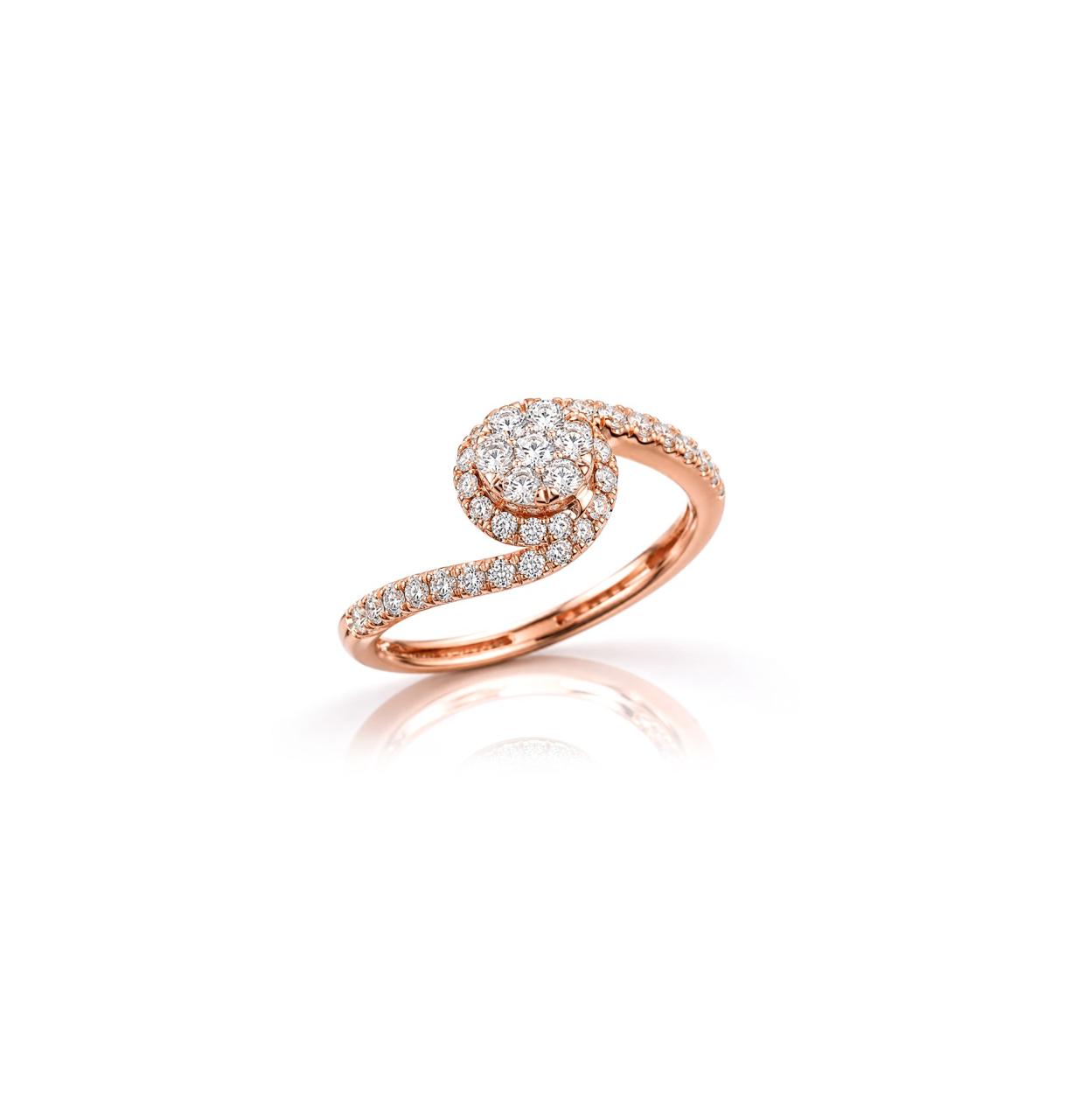 Rosette Diamond Halo Ring in 18K Rose Gold