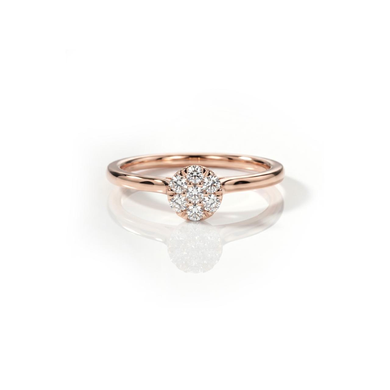 Luxury Natural Round Diamond Cluster Ring in 18K Rose Gold