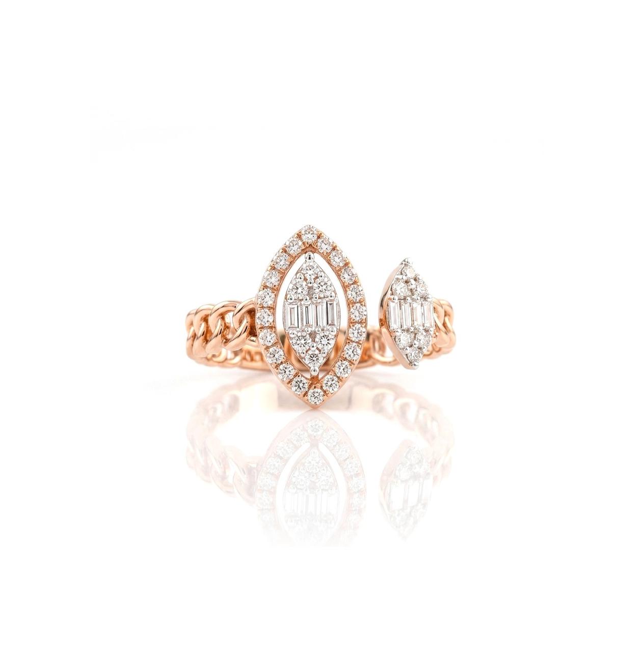 Luxury Natural Marquise Diamond Open Ring in 18K Rose Gold