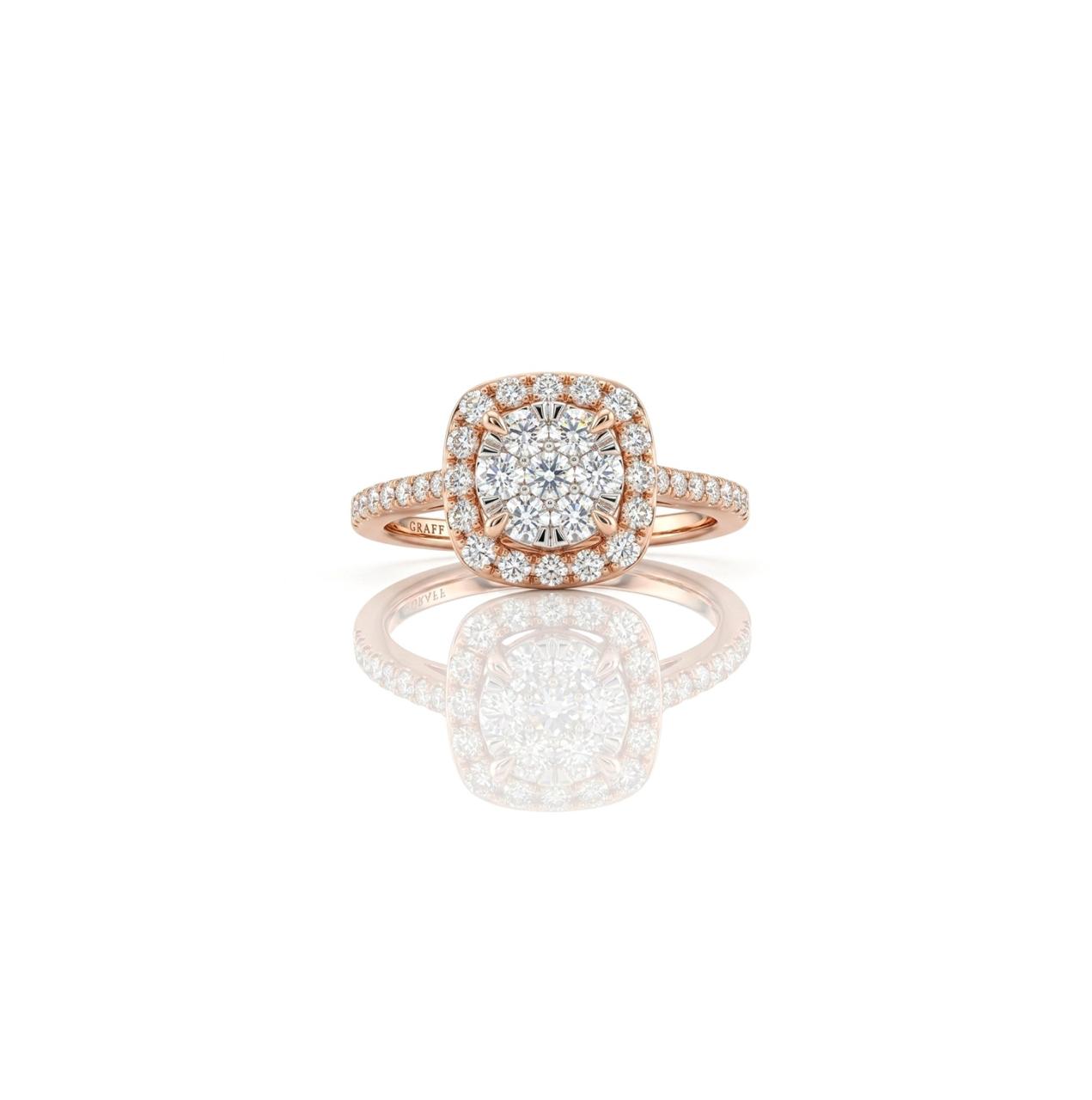Luxury Natural Cushion Halo Diamond Cluster Ring in 18K Rose Gold