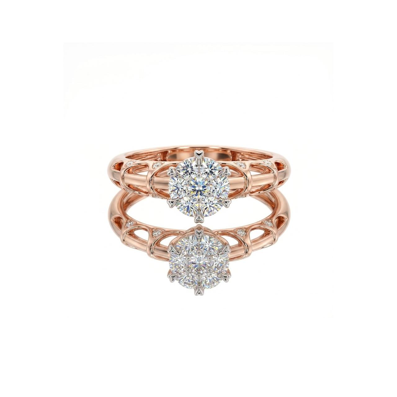 Luxury Natural Round Brilliant Diamond Solitaire Ring in 18K Rose Gold