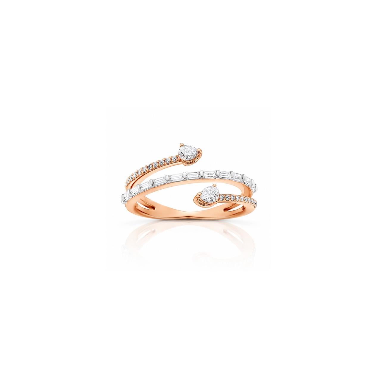 Twin Spark Diamond Wrap Ring in 18K Rose Gold