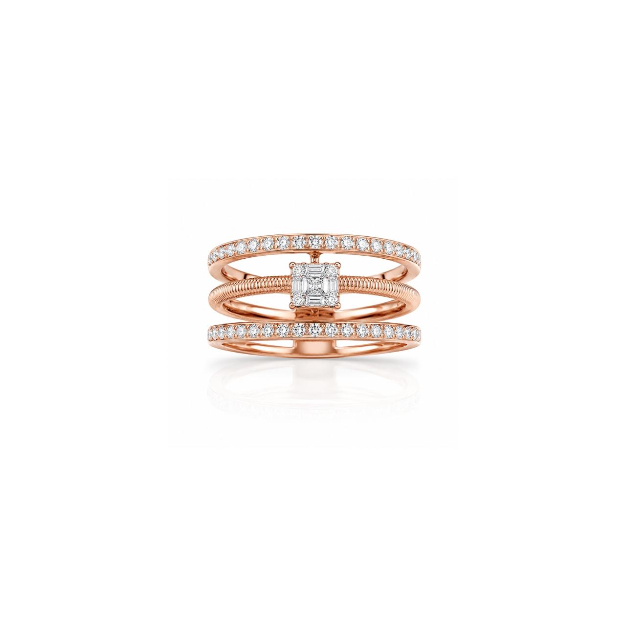Luxury Natural Diamonds Princess Shape Ring In 18K Rose Gold